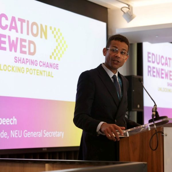 Daniel Kebede talking at the Education Renewed summit