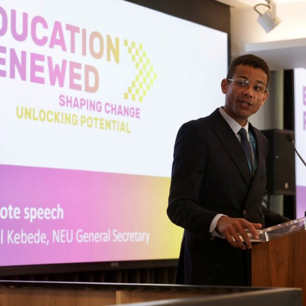 Daniel Kebede talking at the Education Renewed summit